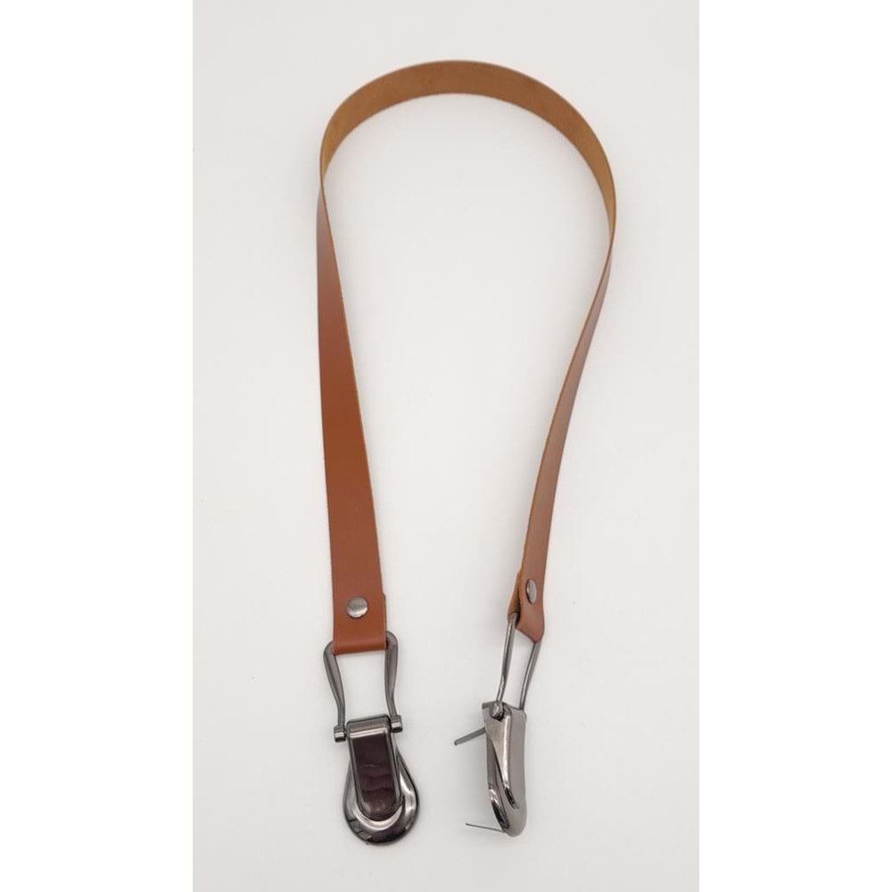 Çanta Aksesuar Taba Tek Kat Suni Deri Çanta Sapı Füme Metalli