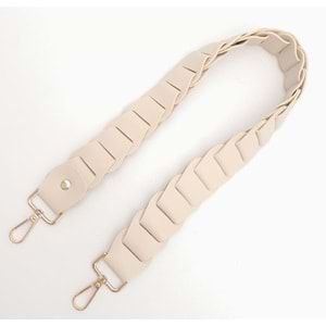 Çanta Aksesuar 62 cm Yassı Örgü Model Suni Deri Krem Çanta Sapı Light Gold Metalli
