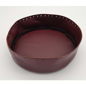 Çanta Aksesuar Bordo Suni Deri 22 cm Yuvarlak Yüksek Çanta Tabanı Gümüş Metalli