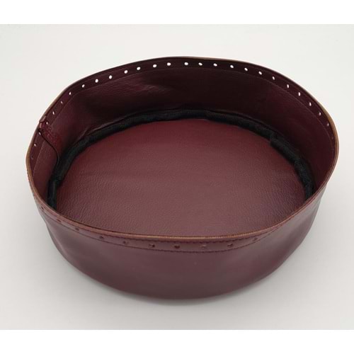 Çanta Aksesuar Bordo Suni Deri 22 cm Yuvarlak Yüksek Çanta Tabanı Gümüş Metalli