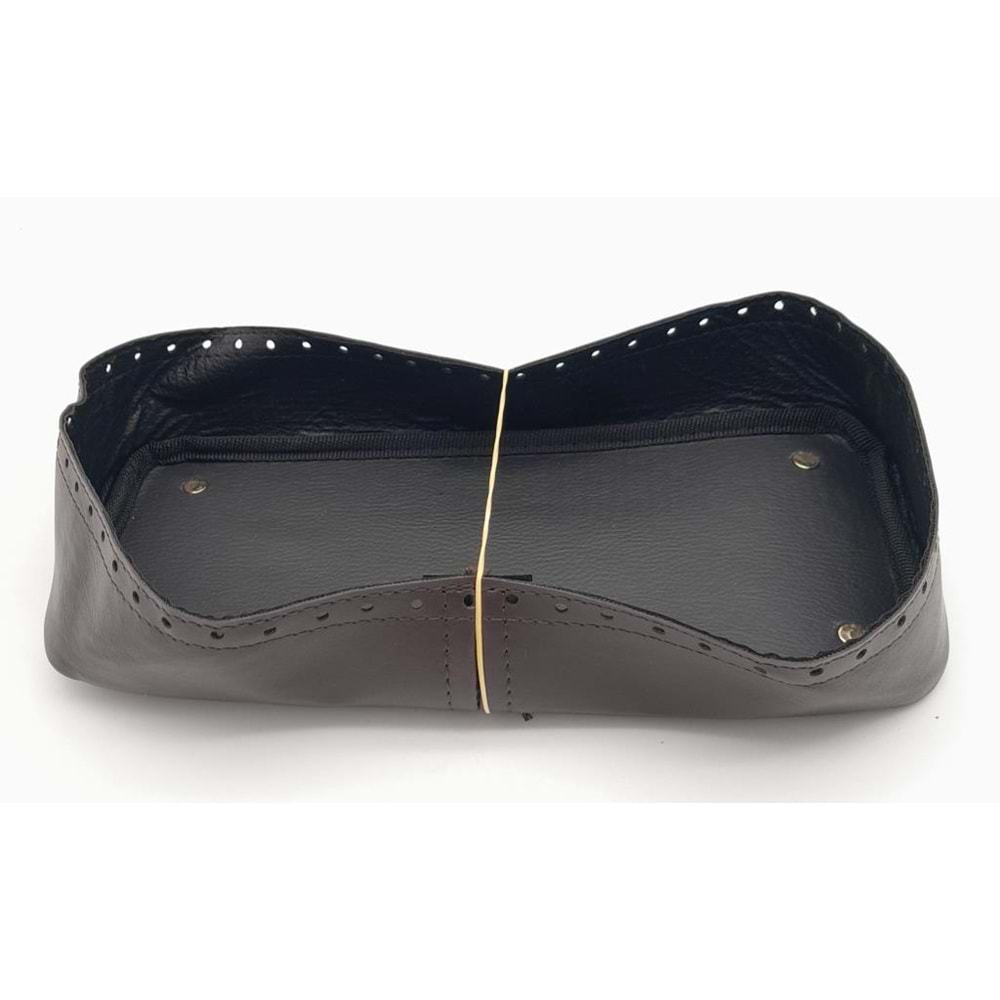 Çanta Aksesuar Koyu Kahverengi Suni Deri 28x13 cm Yüksek Çanta Tabanı Light Gold Metalli