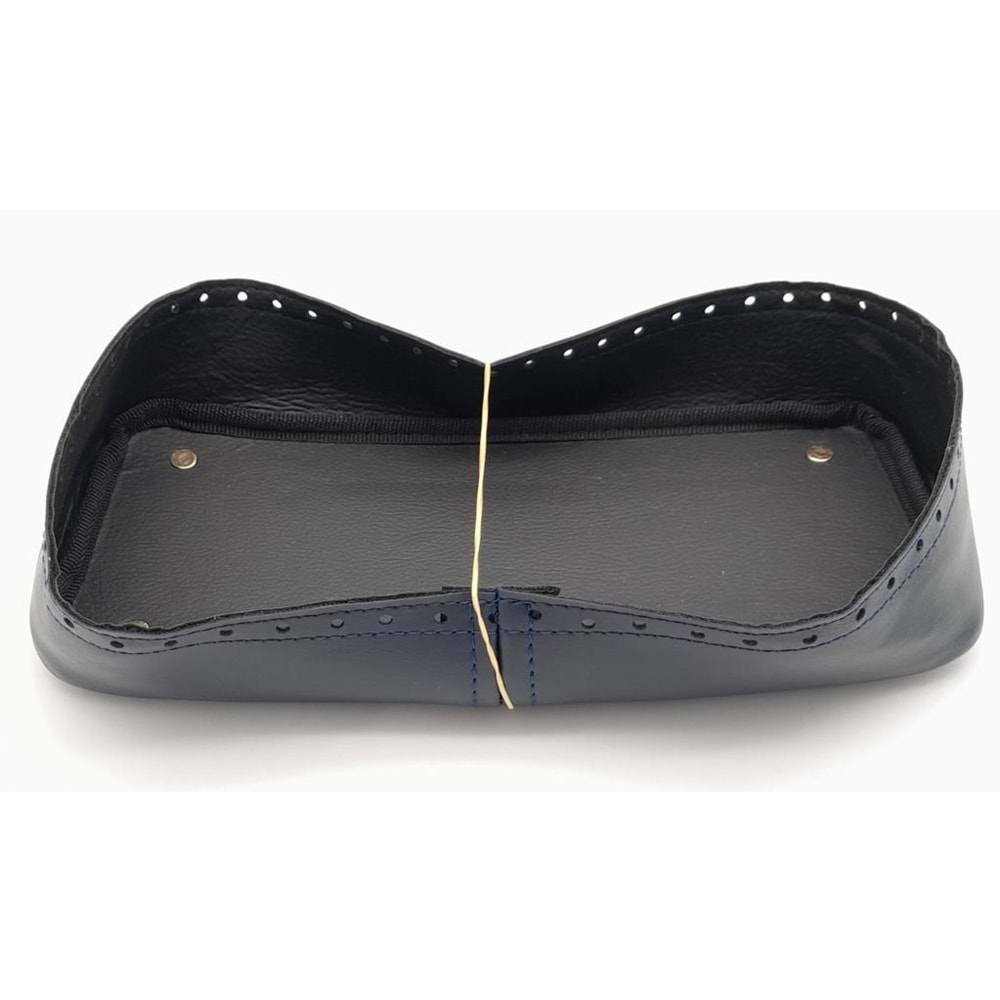 Çanta Aksesuar Lacivert Suni Deri 28x13 cm Yüksek Çanta Tabanı Light Gold Metalli
