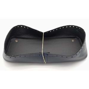 Çanta Aksesuar Lacivert Suni Deri 28x13 cm Yüksek Çanta Tabanı Light Gold Metalli