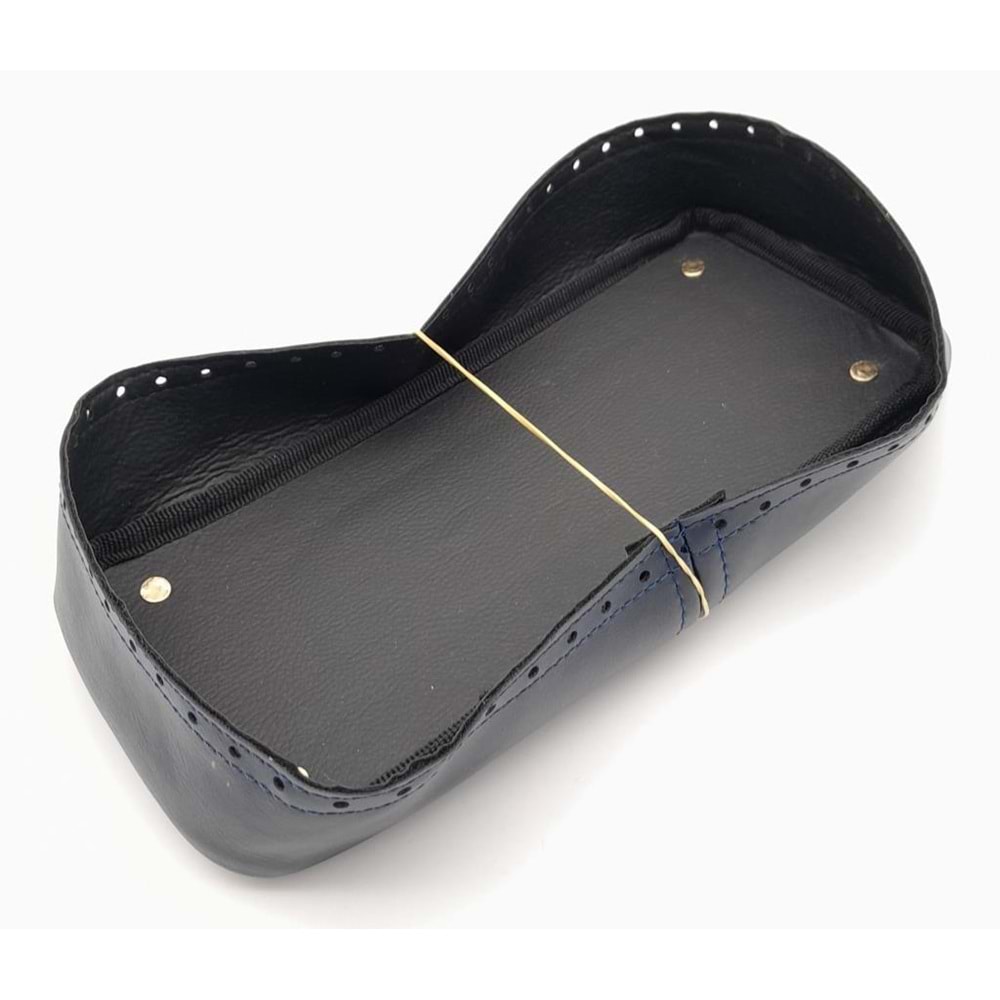 Çanta Aksesuar Lacivert Suni Deri 28x13 cm Yüksek Çanta Tabanı Light Gold Metalli