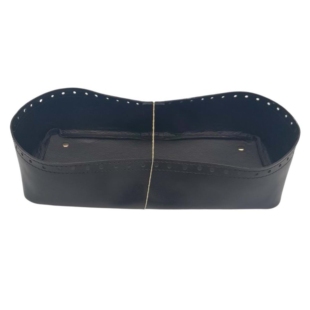 Çanta Aksesuar Siyah Suni Deri 28x13 cm Yüksek Çanta Tabanı Light Gold Metalli