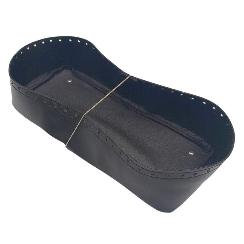 Çanta Aksesuar Siyah Suni Deri 28x13 cm Yüksek Çanta Tabanı Light Gold Metalli