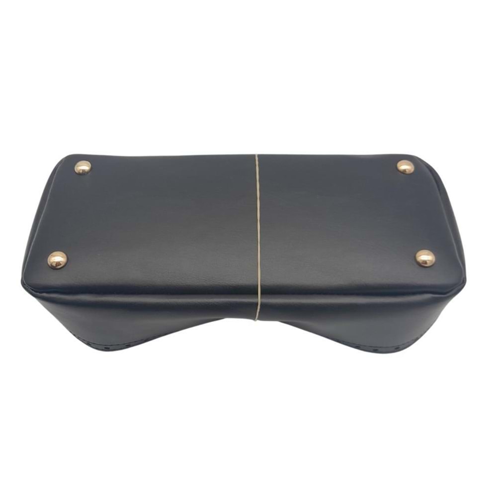 Çanta Aksesuar Siyah Suni Deri 28x13 cm Yüksek Çanta Tabanı Light Gold Metalli