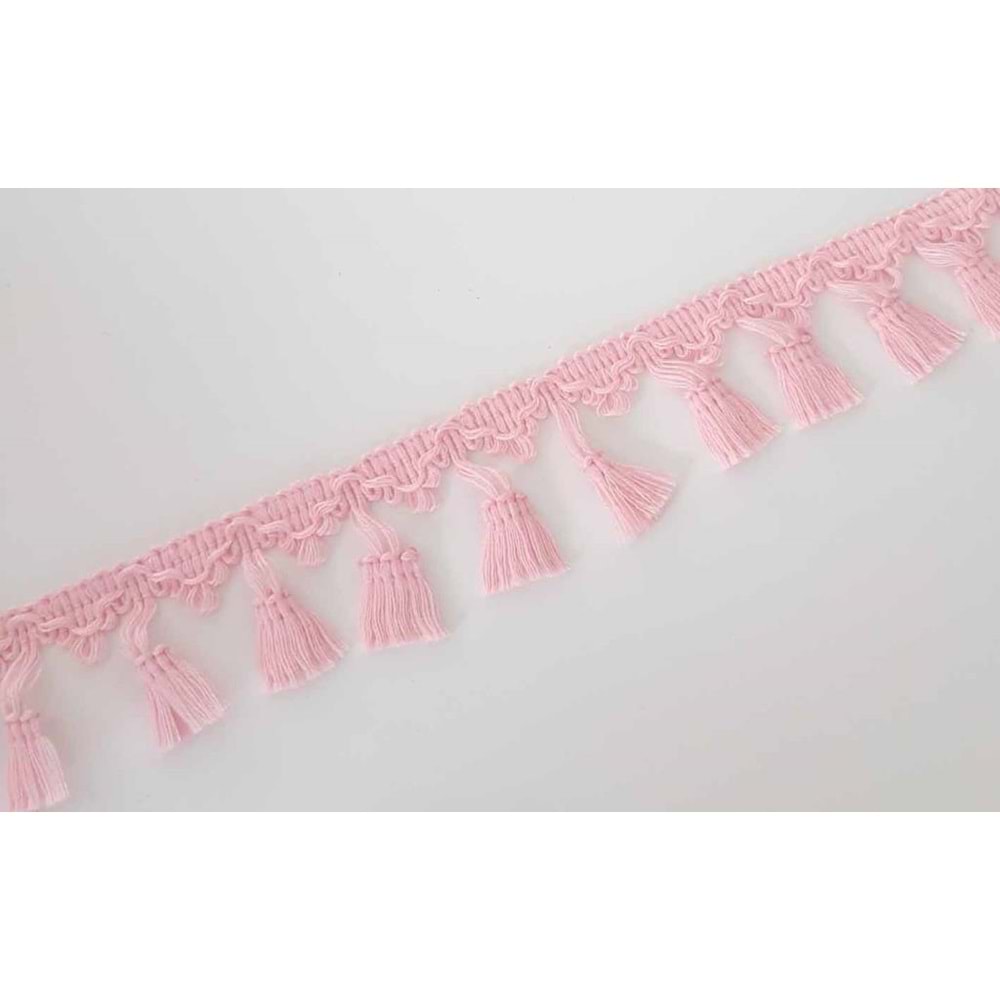 Çanta Aksesuar Açık Pembe Renk Püsküllü Şerit Süs