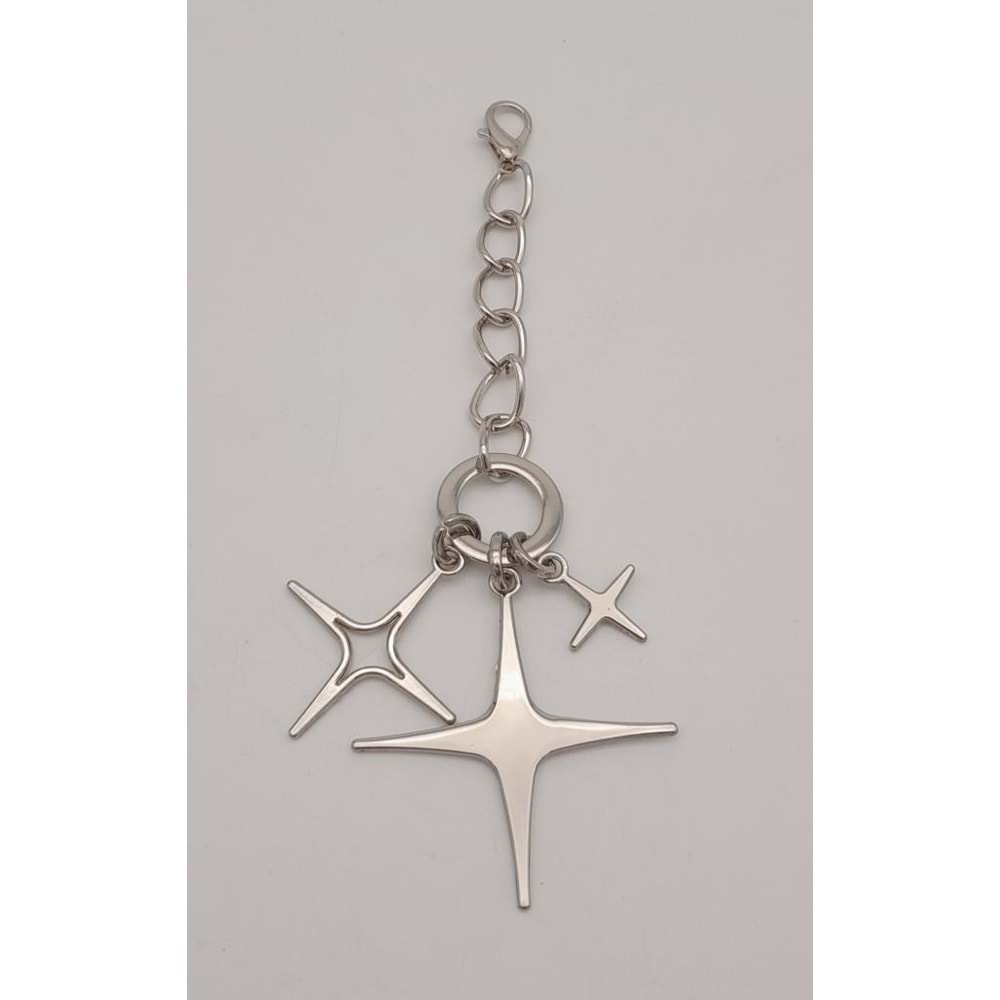 Çanta Aksesuar Gümüş Sarkaç Süs Üç Metalli Model