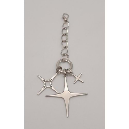 Çanta Aksesuar Gümüş Sarkaç Süs Üç Metalli Model