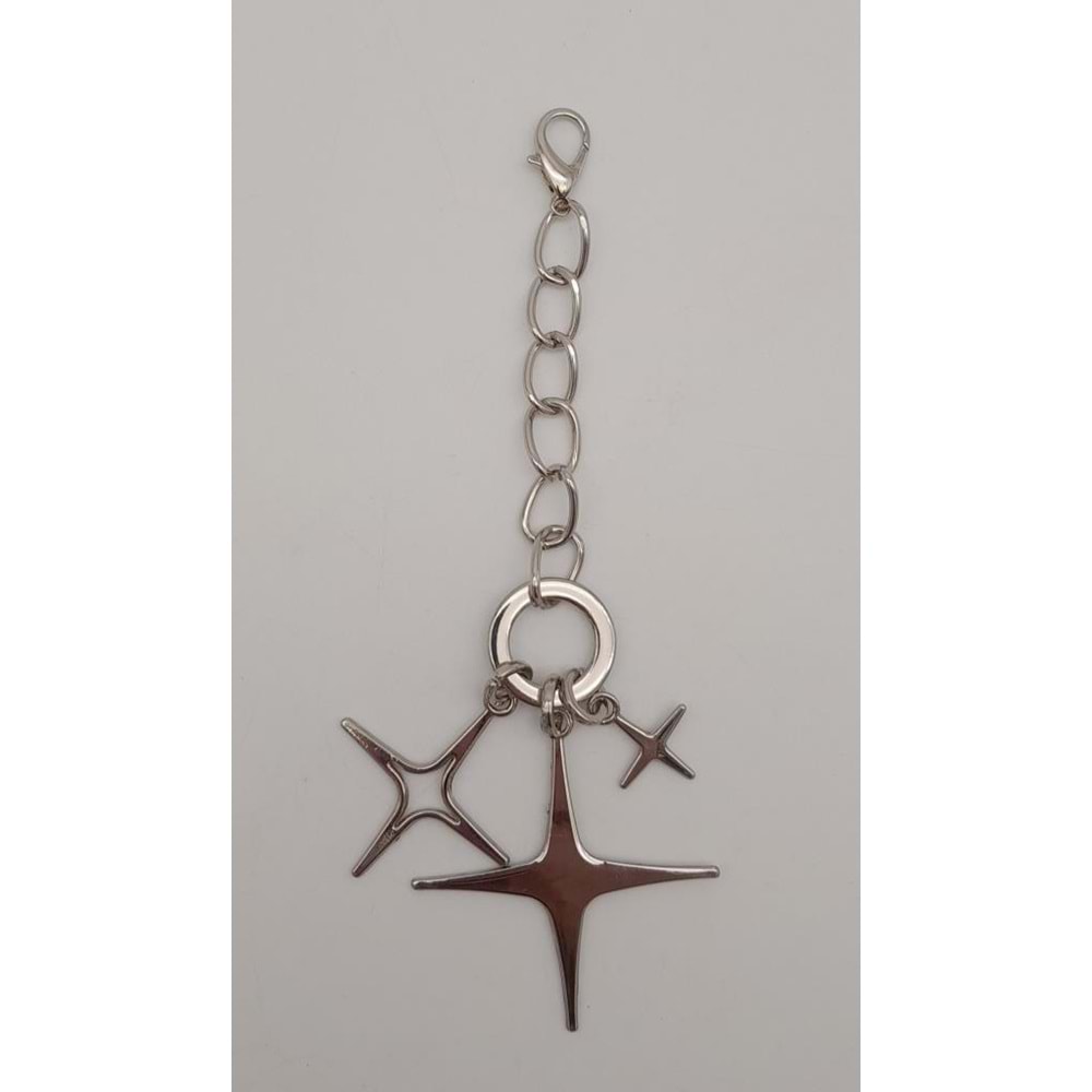 Çanta Aksesuar Gümüş Sarkaç Süs Üç Metalli Model