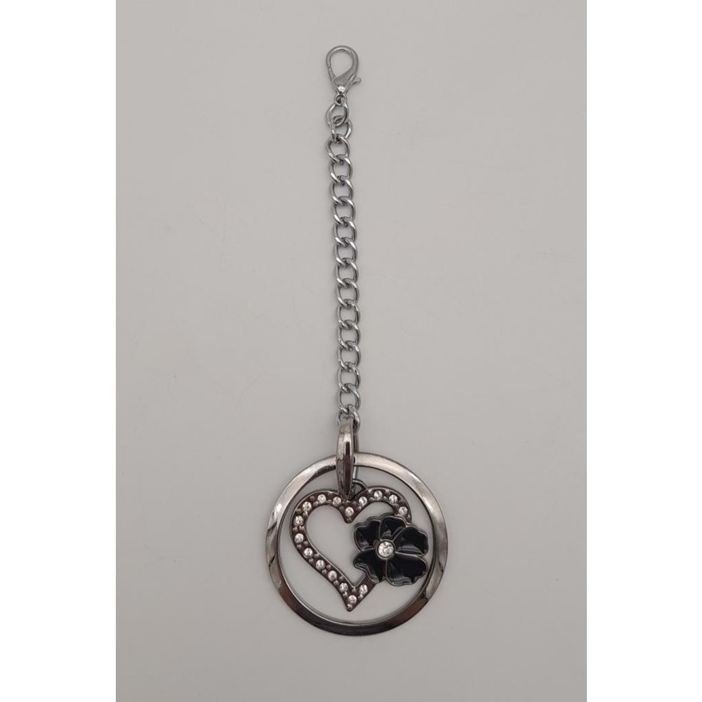 Çanta Aksesuar Gümüş Sarkaç Süs Kalpli Model