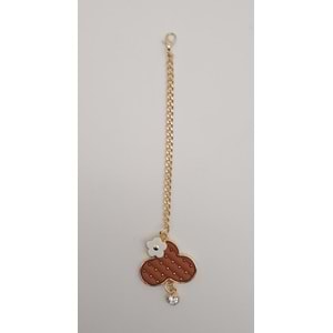 Çanta Aksesuar Light Gold Çiçekli Bulut Model Sarkaç Süs Taba Renk