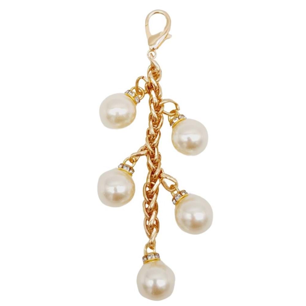 Çanta Aksesuar Light Gold Renk 16 mm İncili Süs