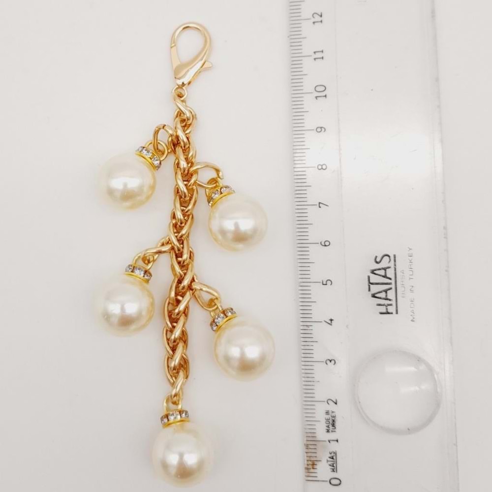 Çanta Aksesuar Light Gold Renk 16 mm İncili Süs