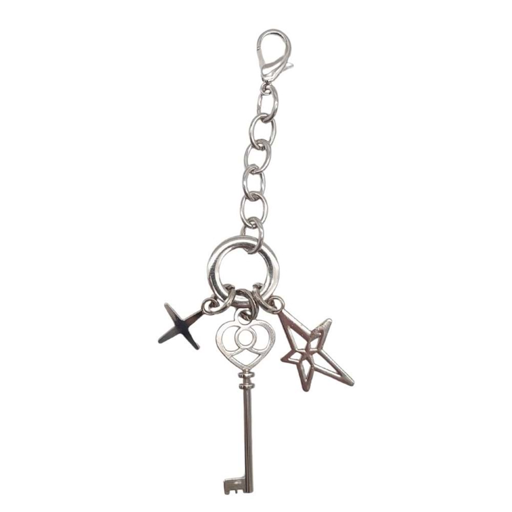 Çanta Aksesuar Gümüş Renk Anahtarlı Çanta Süsü