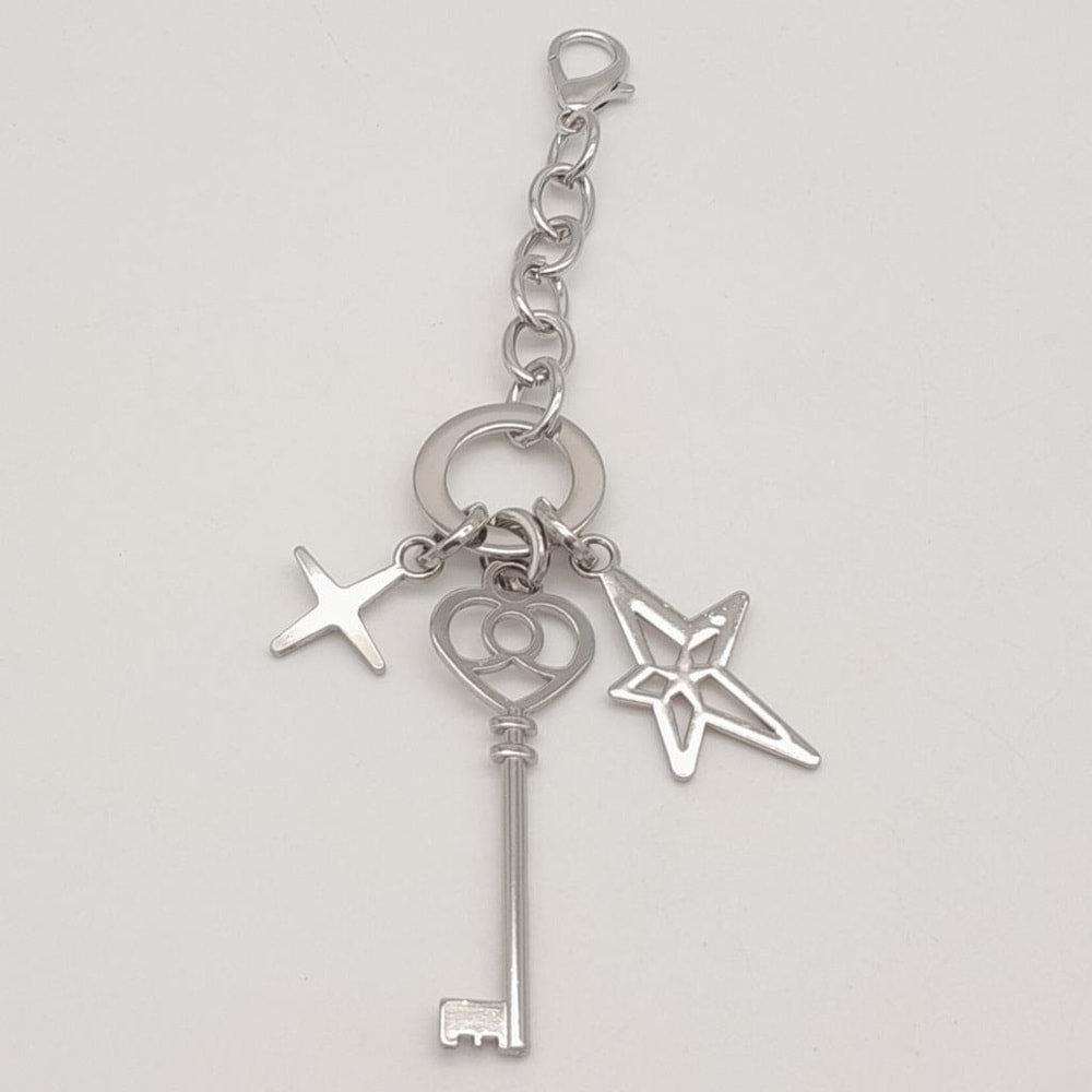 Çanta Aksesuar Gümüş Renk Anahtarlı Çanta Süsü