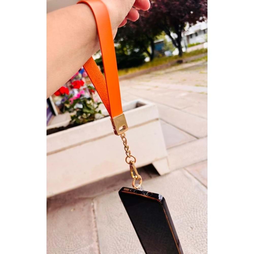 Çanta Aksesuar Turuncu Renk Telefon Bilek Askısı, Telefon Zinciri, Telefon Askısı, Tüm Telefon Kılıfları İçin Uygundur