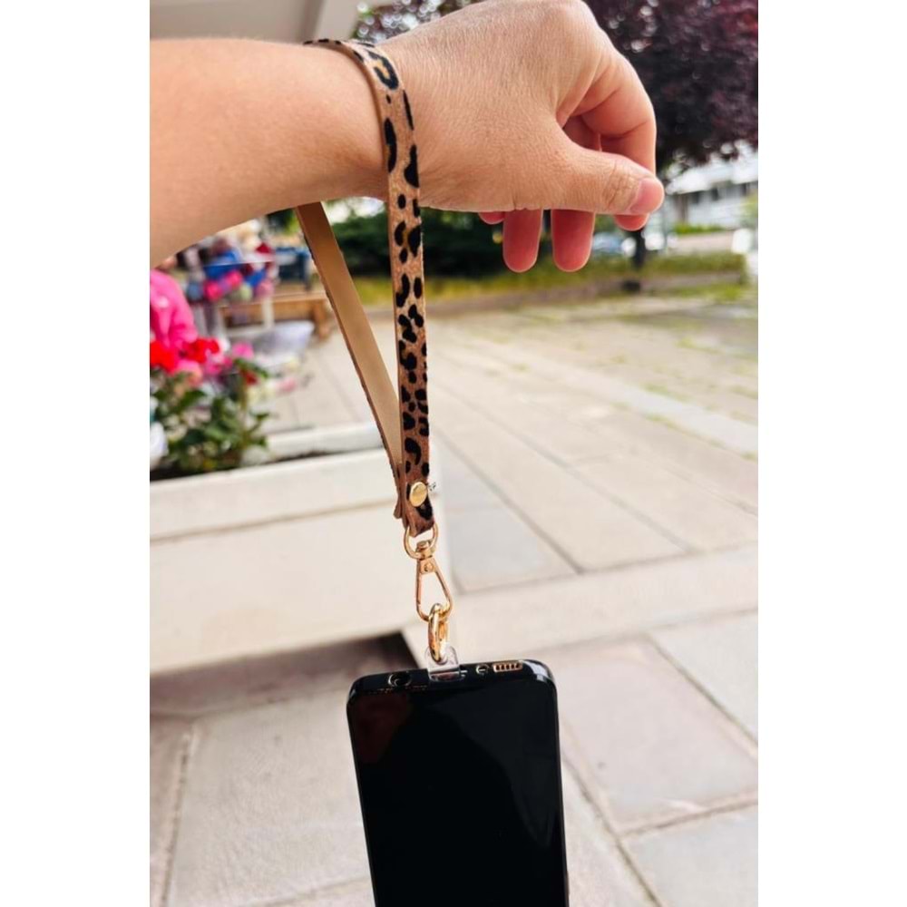 Çanta Aksesuar Leopar Renk Telefon Bilek Askısı, Telefon Zinciri, Telefon Askısı, Tüm Telefon Kılıfları İçin Uygundur
