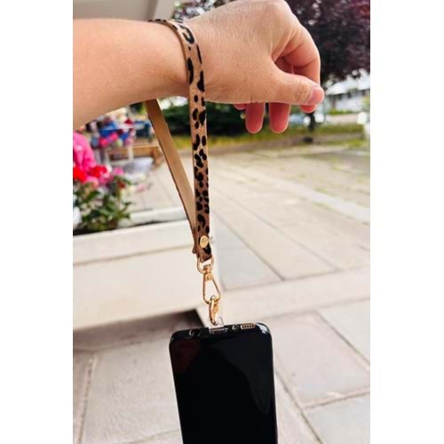 Çanta Aksesuar Leopar Renk Telefon Bilek Askısı, Telefon Zinciri, Telefon Askısı, Tüm Telefon Kılıfları İçin Uygundur