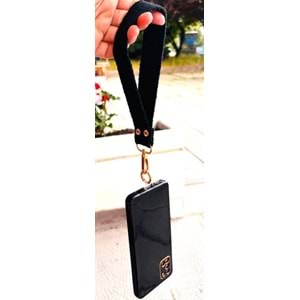 Çanta Aksesuar Siyah Renk Pamuklu Telefon Bilek Askısı, Telefon Zinciri, Telefon Askısı, Tüm Telefon Kılıfları İçin Uygundur