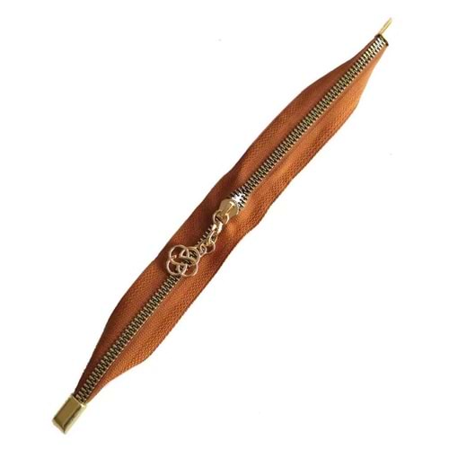 Çanta Aksesuar Taba Renk Stoplu Fermuar Light Gold Metal 35 Cm