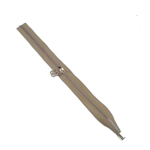 Çanta Aksesuar Tek Stoplu 45 Cm Fermuar Gümüş Metal Bej Renk