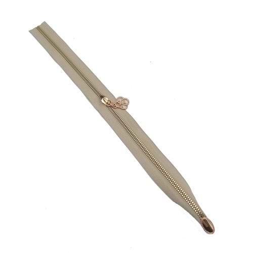 Çanta Aksesuar Tek Stoplu 45 Cm Fermuar Light Gold Metal Bej