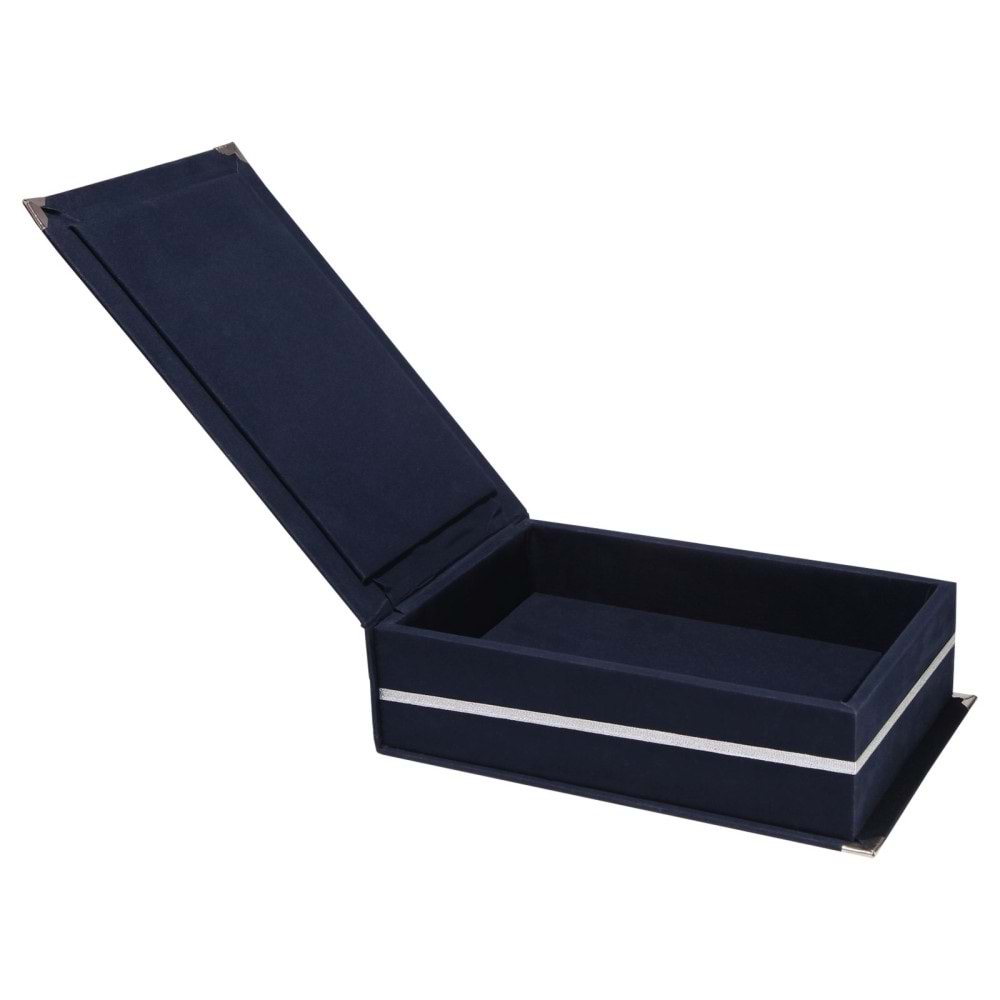 KAŞMİR LACİVERT KADİFE PLAKET KUTUSU (14X24 CM)