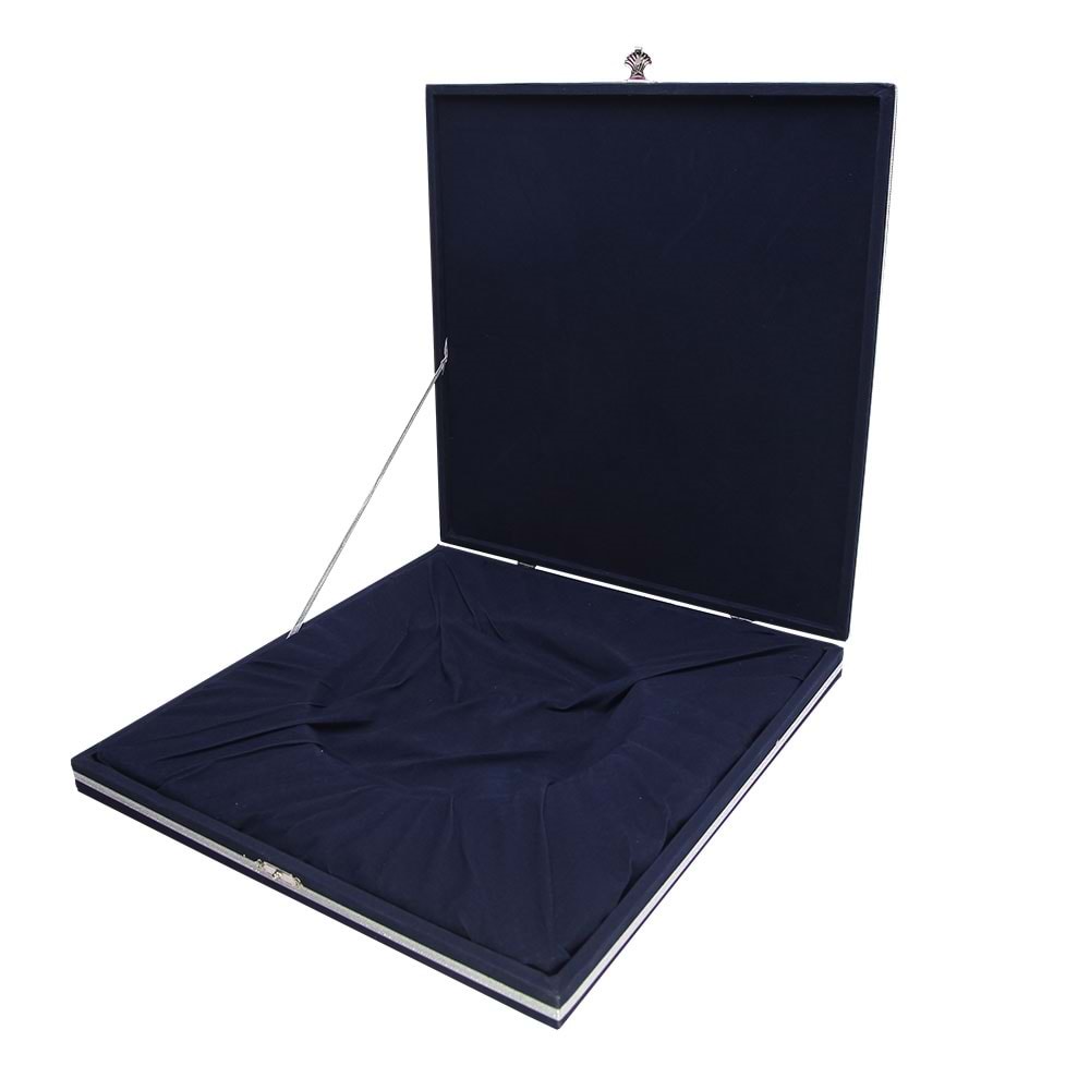 DENİM LACİVERT KADİFE TABAK KUTUSU (27X27 CM)