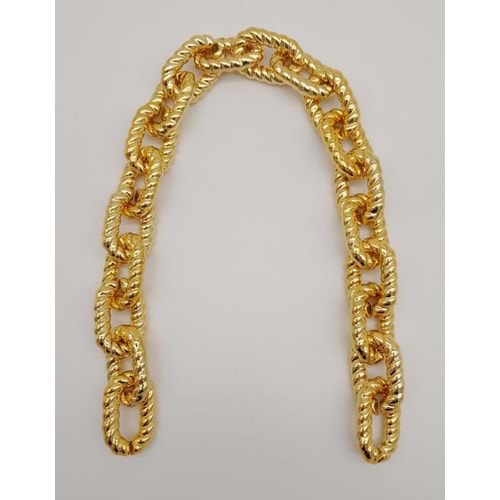 Çanta Aksesuar 45 cm Burgu Model Metal Görünümlü Light Gold Renk Akrilik Zincir