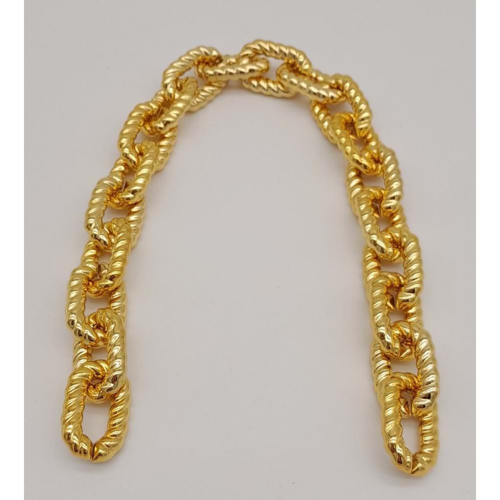 Çanta Aksesuar 45 cm Burgu Model Metal Görünümlü Light Gold Renk Akrilik Zincir