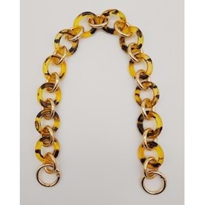 Çanta Aksesuar 43 cm Leopar Desen Yaylı Halkalı Akrilik Zincir