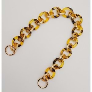 Çanta Aksesuar 43 cm Leopar Desen Yaylı Halkalı Akrilik Zincir