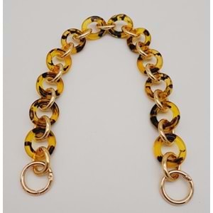 Çanta Aksesuar 43 cm Leopar Desen Yaylı Halkalı Akrilik Zincir