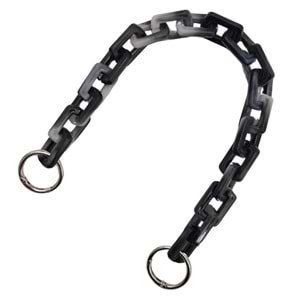 Çanta Aksesuar 42 cm Akrilik Görünümlü Plastik Dikdörtgen Halkalı Zincir Gri Siyah Renk Gümüş Metalli