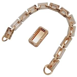 Çanta Aksesuar 44 cm Dikdörtgen Halkalı Akrilik Zincir Plaka Set Bej Renk Light Gold Metalli