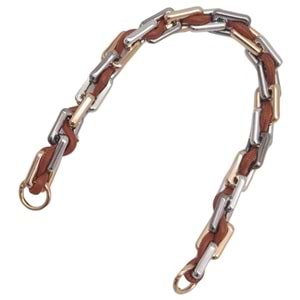 Çanta Aksesuar 45 cm Derili Köşeli Renkli Akrilik Zincir Taba Renk Derili Yaylı Halkalı