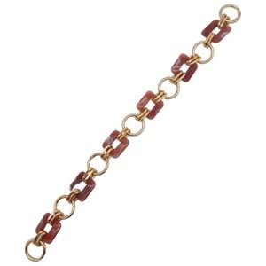 Çanta Aksesuar 40 cm Kare Akrilik Yaylı Halkalı Çanta Zinciri Gül Kurusu Renk Light Gold Metalli