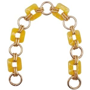 Çanta Aksesuar 40 cm Kare Akrilik Yaylı Halkalı Çanta Zinciri Sarı Renk Light Gold Metalli