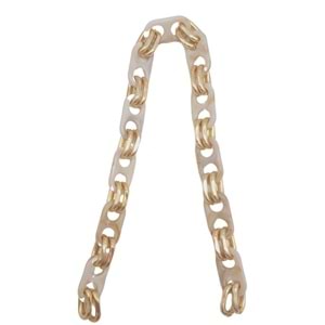 Çanta Aksesuar Akrilik Zincir 42 cm Bej Renk Light Gold Metalli