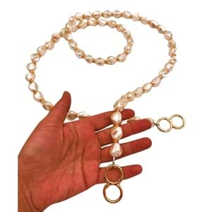 Çanta Aksesuar 120 İncili Çanta Sapı Light Gold Metalli