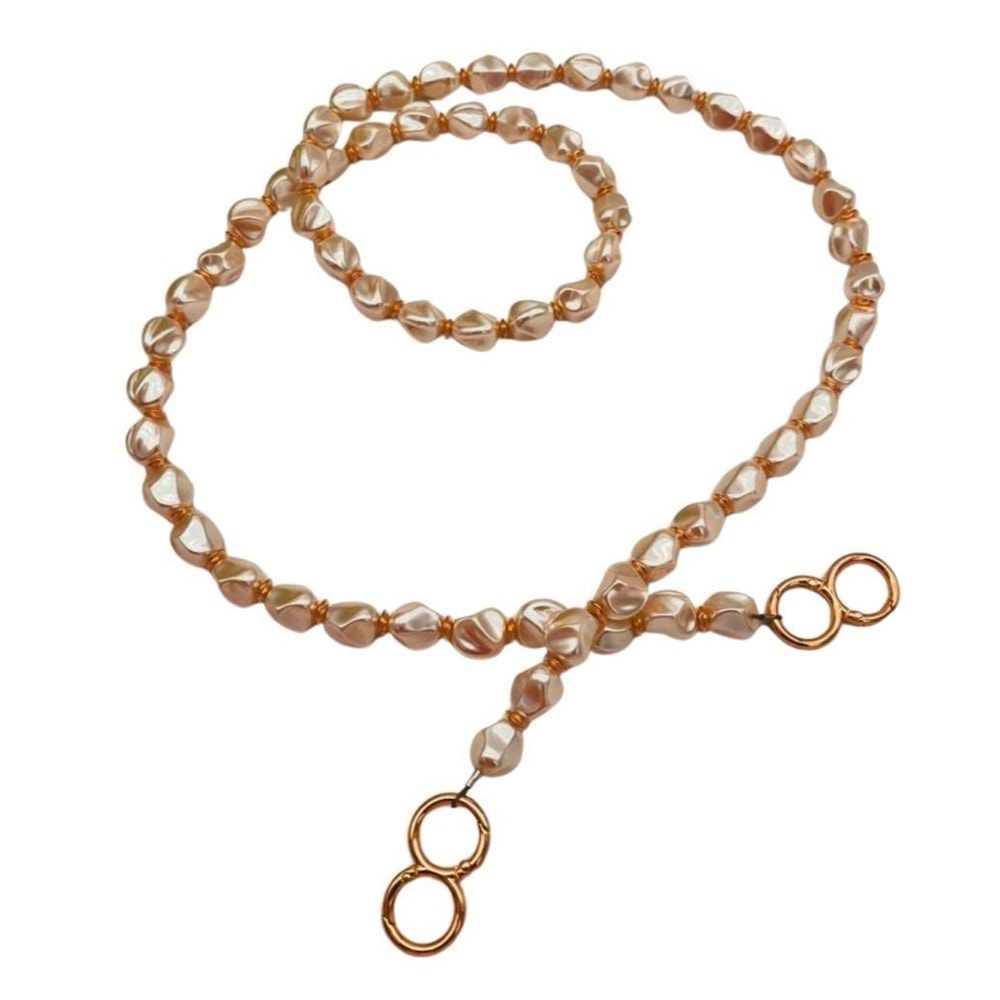 Çanta Aksesuar 120 İncili Çanta Sapı Light Gold Metalli