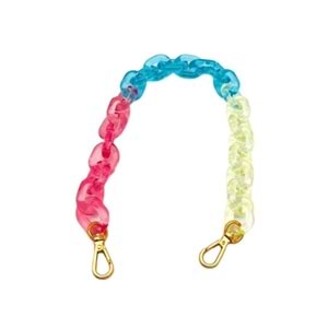 Çanta Aksesuar 38 cm 3 Renkli Akrilik Çanta Zinciri Light Gold Metalli