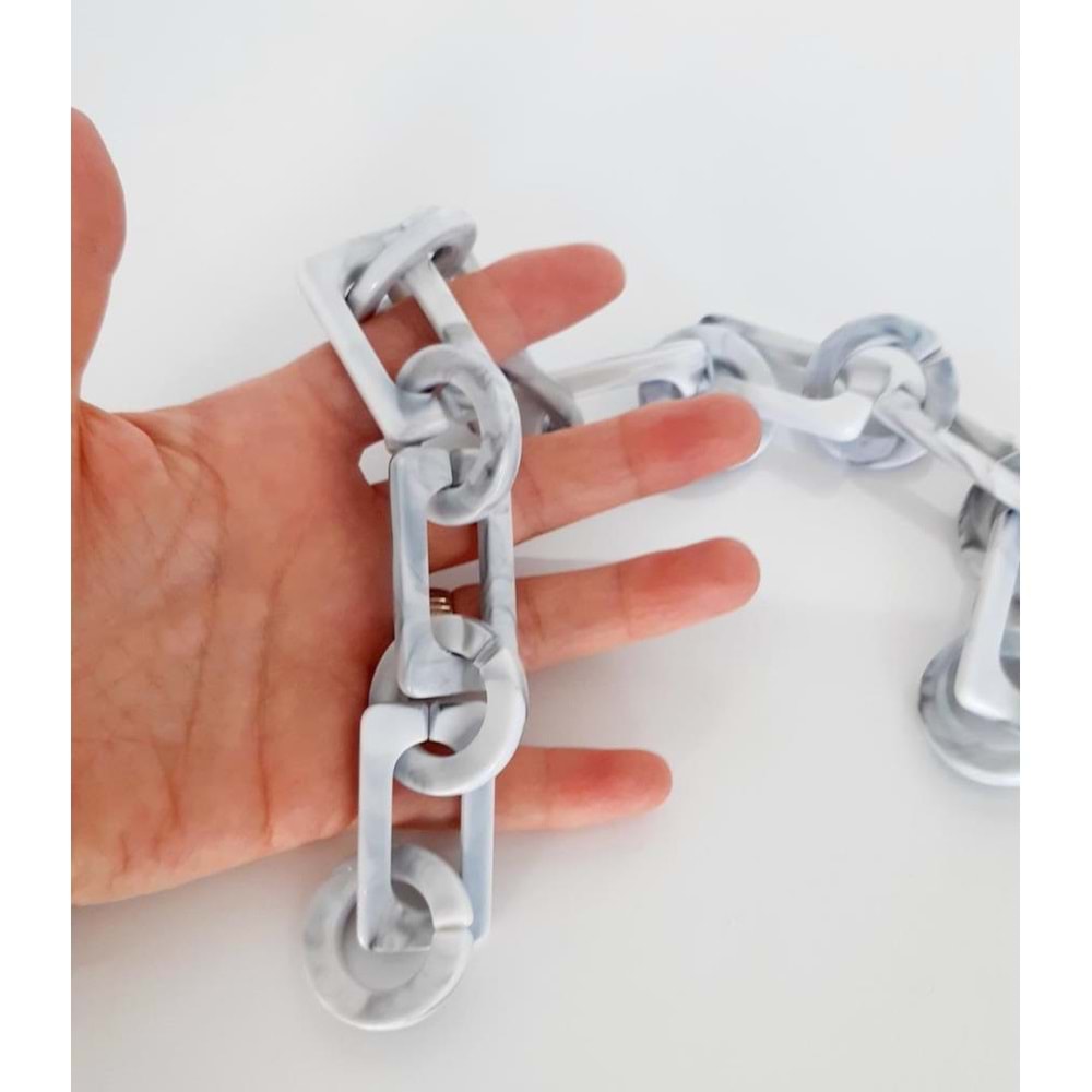 Çanta Aksesuar 40 Cm Akrilik Zincir Gri Tonlu