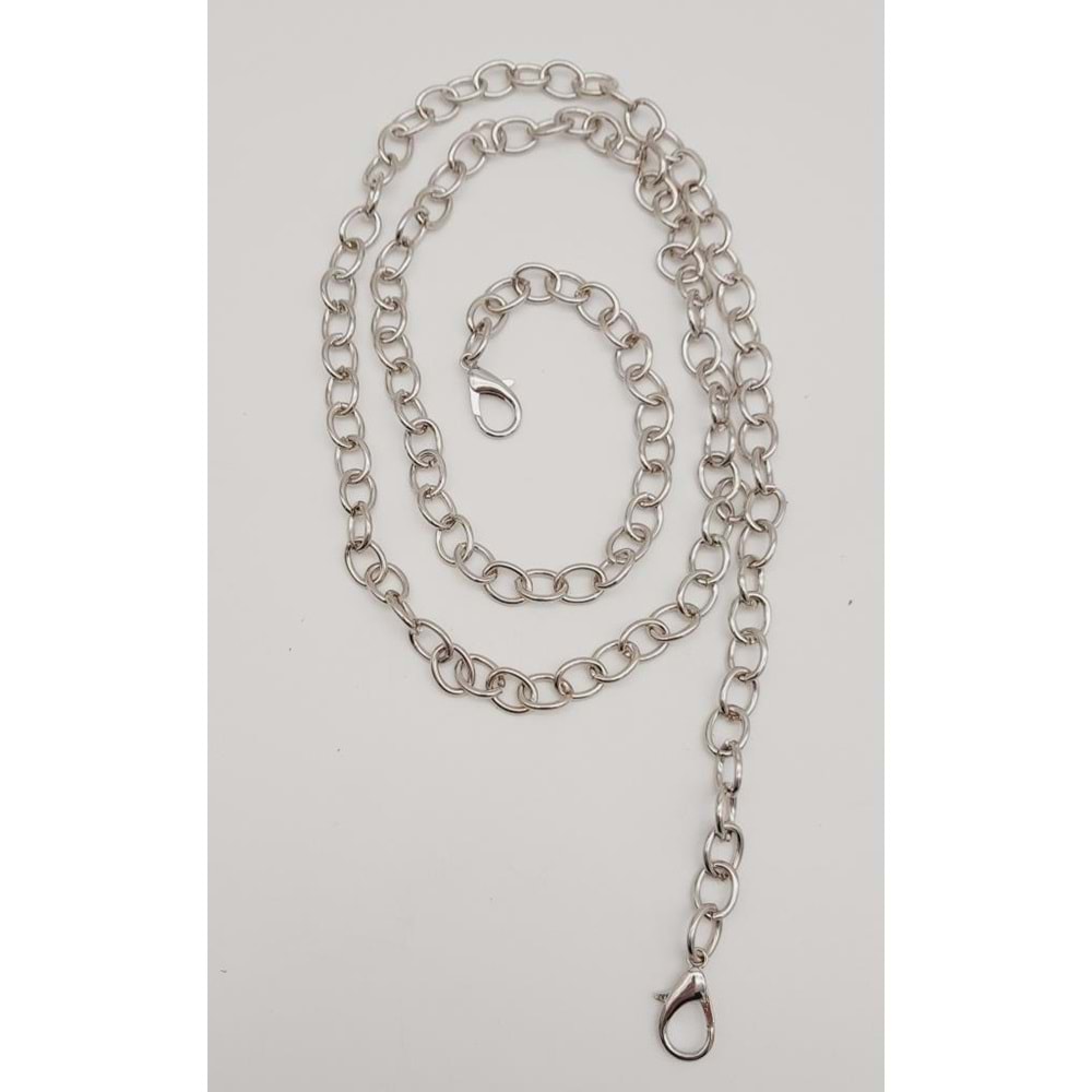 Çanta Aksesuar Gümüş Yuvarlak Model İnce Kancalı Çanta Zinciri 120 Cm