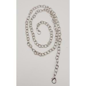 Çanta Aksesuar Gümüş Yuvarlak Model İnce Kancalı Çanta Zinciri 120 Cm