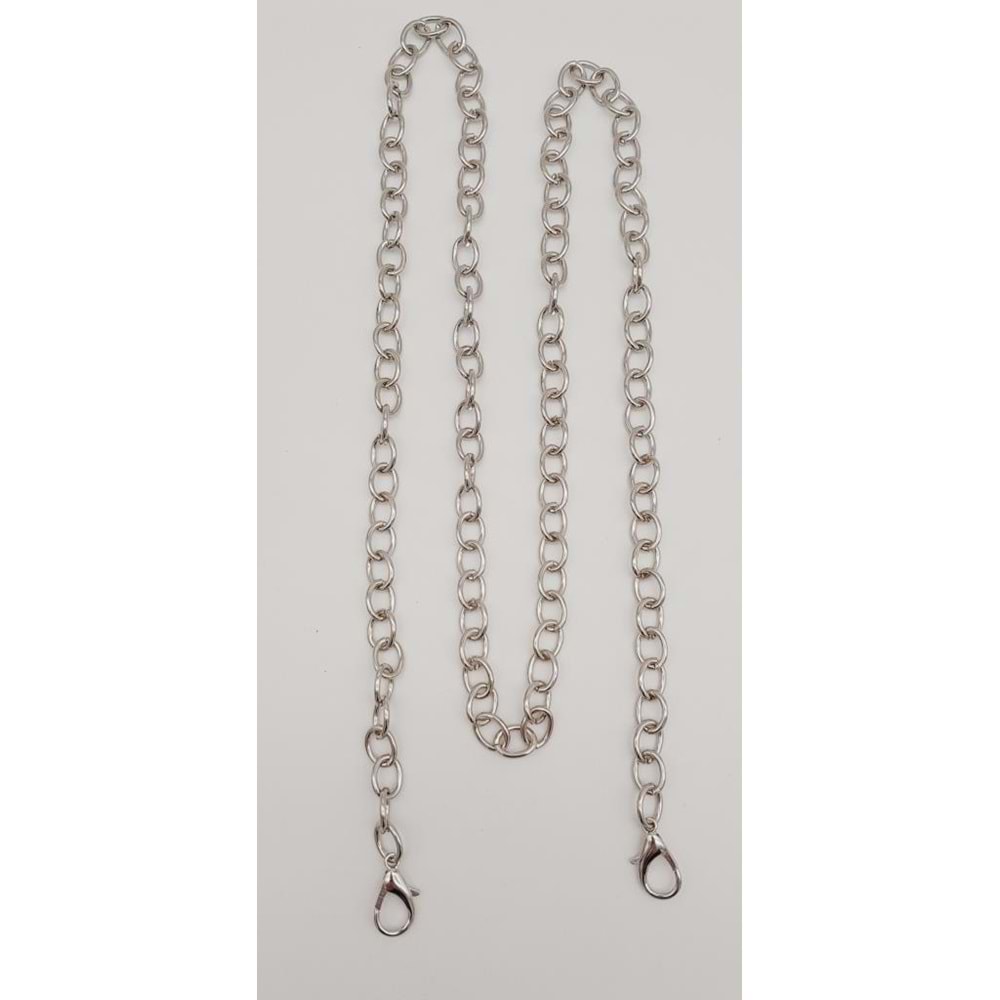 Çanta Aksesuar Gümüş Yuvarlak Model İnce Kancalı Çanta Zinciri 120 Cm