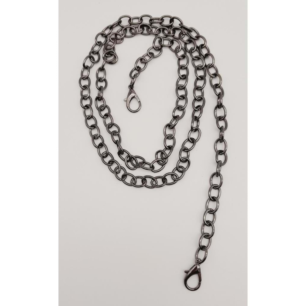 Çanta Aksesuar Füme Yuvarlak Model İnce Kancalı Çanta Zinciri 120 Cm