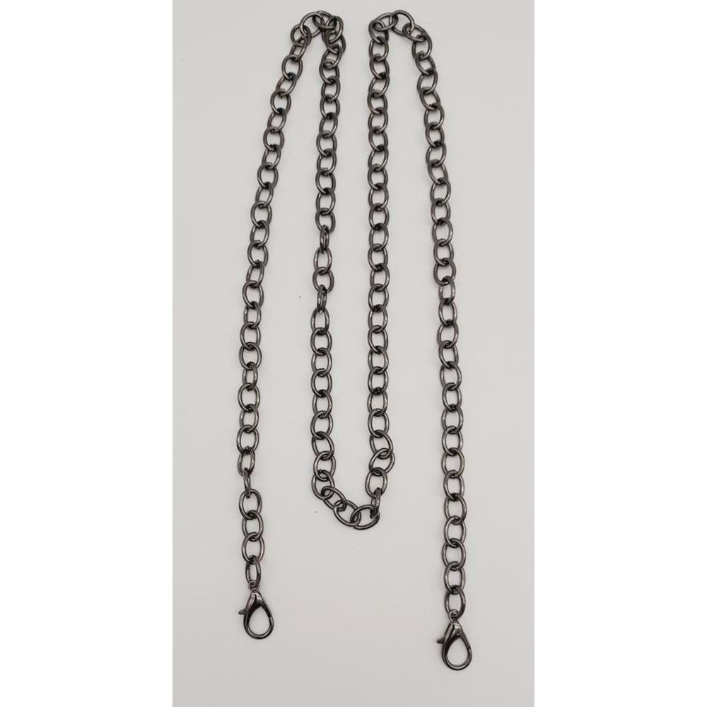 Çanta Aksesuar Füme Yuvarlak Model İnce Kancalı Çanta Zinciri 120 Cm